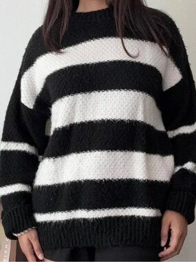 Topshop Black and White Stripe Sweater NWT